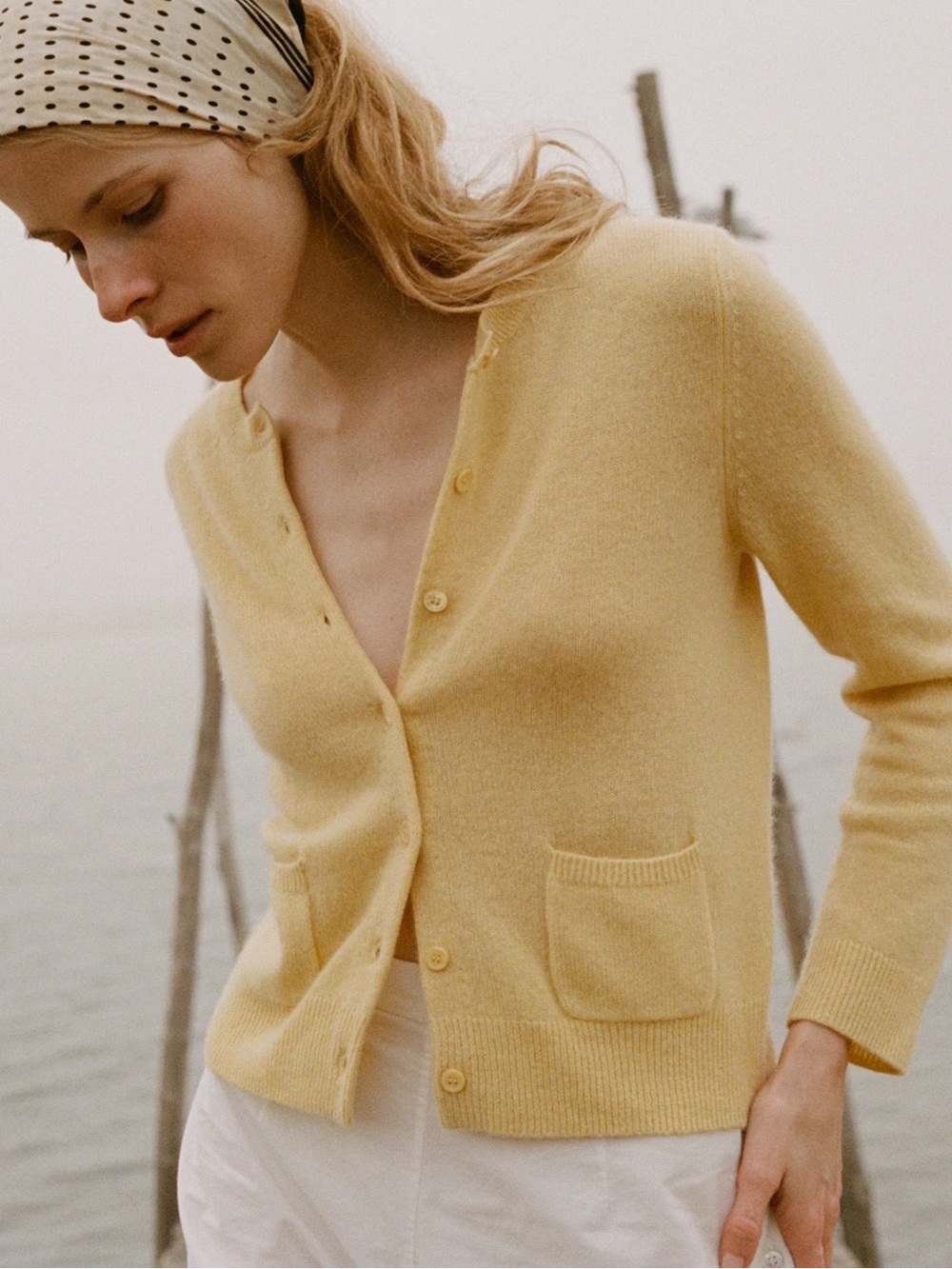 Doen Freya Cashmere Cardigan in Lemon Chiffon